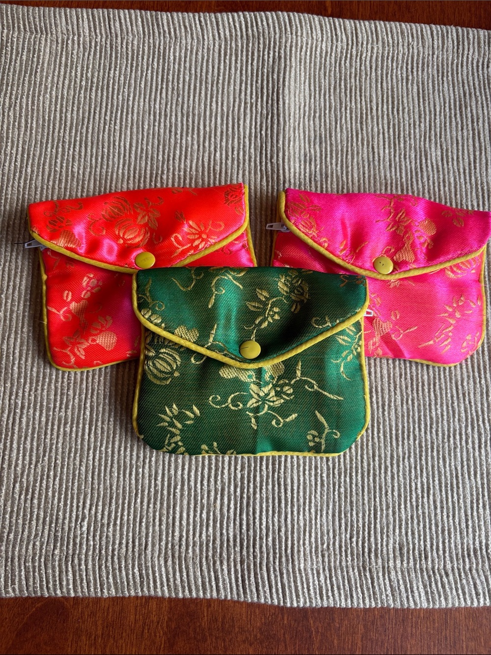 *Lot of 3* Floral Chinese Fabric Jewelry Pouches